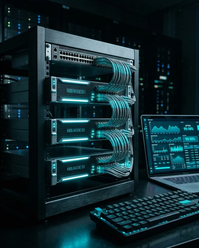 Mini-rack Kubernetes à trois nœuds avec LED cyan
